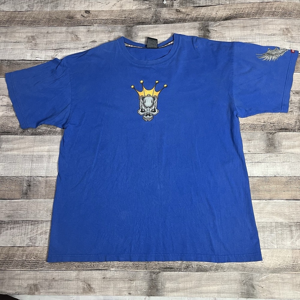 Jnco Shirt Size 2XL Blue Vintage Y2K Skater Skate Punk Grunge Skull Skeleton